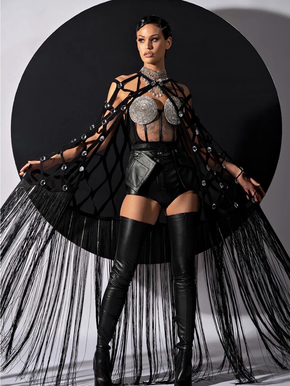 ZELINA FRINGE EMBELLISHED LONG CARDIGAN by Akira - Picture 8 of 8